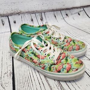 Vans Ladies‎ UltraCush Flamingo Tropical Turquoise Pink Canvas Sneakers Size 8.5